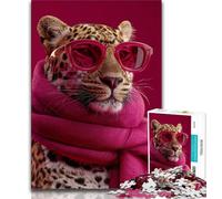 Rompecabezas de 1000 Piezas para Adolescentes: Leopardo con Bufanda Rompecabezas de 1000 Piezas, un Reto difícil de superar para Regalar a Toda la Familia (tamaño 75x50cm)