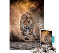 Rompecabezas de 1000 piezas para adolescentes Leopardo corriendo a toda velocidad Divertidas actividades en casa Juego educativo de ensamblaje de patrones para mayores de 14 años Juego de rompecabezas
