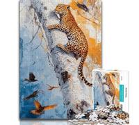 Rompecabezas de 1000 Piezas para Adolescentes, Leopardo en el árbol 1000 Piezas para Adolescentes, Ideal para Jugar en Familia (tamaño 38x26cm)