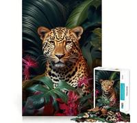 Rompecabezas de 1000 Piezas para Adolescentes Leopardo Tropical, Ajuste, Juego, Desarrollo Mental, diversión, Tiempo Libre, Navidad, decoración del hogar (50x75cm)