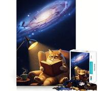 Rompecabezas de 1000 Piezas para Adolescentes Libro de Gatos bajo la Galaxia,Arte de Corte preciso,Juego cognitivo,Regalo para Momentos de Juego tranquilos,decoración navideña (38x26cm)