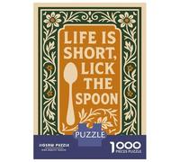 Rompecabezas De 1000 Piezas para Adolescentes Life Is Short, Lick The Spoon Rompecabezas para Adultos Juguetes DIY Pero Divertidos Y Humorísticos Cumpleaños 52x38cm/1000pcs