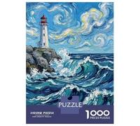 Rompecabezas De 1000 Piezas para Adolescentes Lighthouse and Ocean Waves Painting Rompecabezas para Adultos Juguete Decoración De Pared Decoración Difícil Y Desafiante 38x26cm/1000pcs
