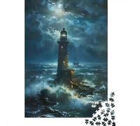 Rompecabezas De 1000 Piezas para Adolescentes Lighthouse in Stormy Sea-6 Rompecabezas para Adultos Juego De Ingenio Decoración Cumpleaños 38x26cm/1000pcs