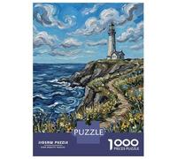 Rompecabezas De 1000 Piezas para Adolescentes Lighthouse on A Cliff Overlooking The Ocean Rompecabezas para Adultos Juguetes Antiestrés Desafío Difícil Desafiante De Completar 38x26cm/1000pcs