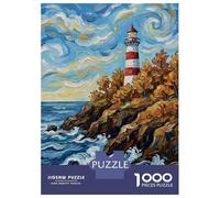Rompecabezas De 1000 Piezas para Adolescentes Lighthouse on A Rocky Coast Rompecabezas para Adultos Juguetes DIY Pero Divertidos Y Humorísticos Cumpleaños 52x38cm/1000pcs