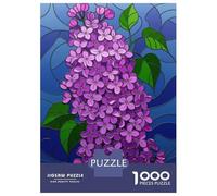 Rompecabezas De 1000 Piezas para Adolescentes Lilac Blossom Stained Glass Illustration Rompecabezas Juego De Ingenio Decoración De Pared Regalos De Cumpleaños Y Únicos 52x38cm/1000pcs