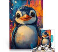 Rompecabezas de 1000 Piezas para Adolescentes Lindo Cuadro de pingüino Juego desafiante Decoración de Pared cumpleaños y Navidad 38x26cm