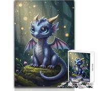 Rompecabezas de 1000 Piezas para Adolescentes, Lindo dragón Azul en el Bosque, Juguetes, Juegos educativos, Pero Divertidos y Divertidos, Obras de Arte, Regalo, tamaño 50x75cm