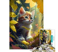 Rompecabezas de 1000 Piezas para Adolescentes Lindo Gatito El jardín Rompecabezas para Adultos Juguetes antiestrés Vacaciones en casa Matar el Tiempo Ayuda a ejercitar el Cerebro (Tamaño 38x52cm)