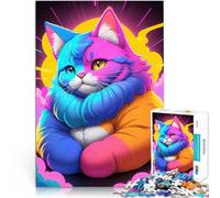 Rompecabezas de 1000 Piezas para Adolescentes Lindo Gato Estilo Retro Montaje de Patrones Actividades Divertidas en casa, Regalos de cumpleaños, Regalos de Viaje, 38x26cm