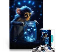 Rompecabezas de 1000 Piezas para Adolescentes Lindo Mono Luminoso Resplandor Juego de Preguntas Decoración artística del hogar 52x38cm