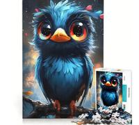 Rompecabezas de 1000 Piezas para Adolescentes: Lindo pájaro Azul con Ojos Grandes, Juego Relajante, desafío difícil, colección de Artistas, Bellas Artes 38x52cm