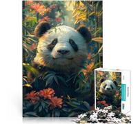 Rompecabezas de 1000 Piezas para Adolescentes Lindo Panda en el Bosque Tropical Juego de ingenio Mejorar el Amor Entre Parejas 38x26cm