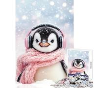 Rompecabezas de 1000 Piezas para Adolescentes Lindo pingüino en la Nieve Juego práctico para la diversión Familiar Juguete antiestrés Que Mejora el Amor Entre Parejas (38x26cm)