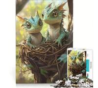 Rompecabezas de 1000 Piezas para Adolescentes: Lindos bebés dragón en un Nido, Juegos Divertidos, Entrena tu Cerebro y Tus Manos, Juego de desafío único 38x52cm