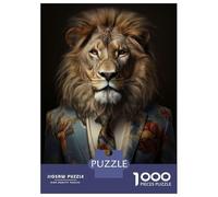 Rompecabezas De 1000 Piezas para Adolescentes Lion in Boho Suit Rompecabezas para Adultos Juegos De Relajación Montaje De Patrones Diversión En Casa Actividades, 38x26cm/1000pcs