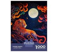 Rompecabezas De 1000 Piezas para Adolescentes Lion Moon Neon Night Rompecabezas para Adultos Juegos Divertidos Decoración Cumpleaños, Navidad 38x26cm/1000pcs
