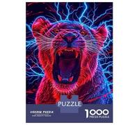 Rompecabezas De 1000 Piezas para Adolescentes Lion Neon Animal Rompecabezas Juegos Relajantes Decoración De Pared Regalos para Amigos Y Familiares 70x50cm/1000pcs