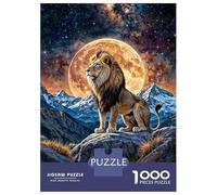 Rompecabezas De 1000 Piezas para Adolescentes Lion on Rock with Moon and Stars Rompecabezas para Adultos Juegos Relajantes Ensamblaje De Patrones Regalos De Cumpleaños Y Únicos 38x26cm/1000pcs