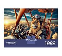 Rompecabezas De 1000 Piezas para Adolescentes Lion Pilot Airplane Art Print Rompecabezas para Adultos Juegos Relajantes Mejora La Memoria Ayuda A Ejercitar El Cerebro 52x38cm/1000pcs
