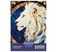 Rompecabezas De 1000 Piezas para Adolescentes Lion Portrait in Blue and Gold Rompecabezas para Adultos Juegos Relajantes Decoración De Pared 52x38cm/1000pcs