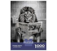 Rompecabezas De 1000 Piezas para Adolescentes Lion Toilet Funny Bathroom Rompecabezas para Adolescentes Juego De Ingenio Regalos para Mujeres Actividades Divertidas En Casa 38x26cm/1000pcs