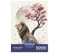 Rompecabezas De 1000 Piezas para Adolescentes Lion Under A Cherry Blossom Tree Rompecabezas Juguetes DIY Pero Divertidos Y Humorísticos Cumpleaños Y Navidad 52x38cm/1000pcs