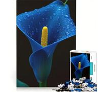 Rompecabezas de 1000 Piezas para Adolescentes: Lirio Cala Azul con Gotas de Rocío, Juego Educativo, Regalo de Cumpleaños, Cumpleaños y Navidad 50x75cm