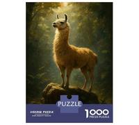 Rompecabezas De 1000 Piezas para Adolescentes Llama Portrait in Forest Setting Rompecabezas Juegos De Relajación Análisis Y Lógica Desafío Educativo 52x38cm/1000pcs