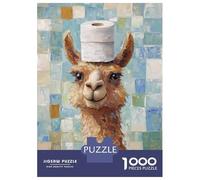 Rompecabezas De 1000 Piezas para Adolescentes Llama with Toilet Paper Hat(2) Rompecabezas DIY Juguetes Mejora La Memoria Oferta como Regalo para Toda La Familia 52x38cm/1000pcs