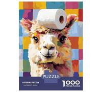 Rompecabezas De 1000 Piezas para Adolescentes Llama with Toilet Paper Hat Rompecabezas para Adultos Juguete Decoración De Pared Decoración De Pared Juego Desafiante Regalos 52x38cm/1000pcs