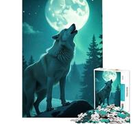 Rompecabezas de 1000 Piezas para Adolescentes Lobo Aullando a la Luna Actividades Divertidas en casa Desafío difícil Juego Educativo para Mayores de 14 años 38x26cm