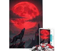Rompecabezas de 1000 Piezas para Adolescentes Lobo Aullando Castillo Lunar Ayuda a ejercitar el Cerebro Decoración de Pared Juguetes Apto para Mayores de 14 años (50x75cm)