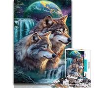 Rompecabezas de 1000 Piezas para Adolescentes Lobo bajo la Luna 1000 Piezas para Adolescentes antiestrés desafío difícil Regalo de Amigo Secreto 26x38cm