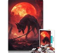 Rompecabezas de 1000 Piezas para Adolescentes Lobo bajo la Luna de Sangre, 50x75cm, Ideal para interacción Entre Padres e Hijos a Partir de 14 años