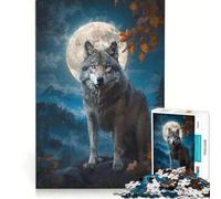 Rompecabezas de 1000 Piezas para Adolescentes Lobo bajo la Luna Llena Un Juego práctico Divertido y con Humor Regalo Ideal para Amigos y Familiares 38x26cm