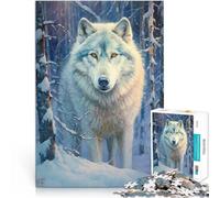 Rompecabezas de 1000 Piezas para Adolescentes Lobo Blanco Hecho de cartón para Mayores de 14 años Juego Intelectual de Juguete Trato como Regalo para Toda la Familia tamaño：26x38cm/10.24x14.96pulgada