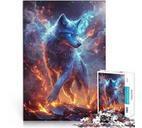 Rompecabezas de 1000 Piezas para Adolescentes Lobo de Fuego y Hielo Entrena tu Cerebro y Tus Manos Regalos de Amigo Secreto 52x38cm