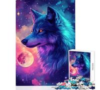 Rompecabezas de 1000 Piezas para Adolescentes Lobo Estrellado Que Brilla en la Oscuridad - Divertido Juego antiestrés Juguete Educativo Que fortalece el Amor Entre Parejas (38x52cm)