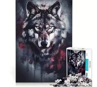 Rompecabezas de 1000 Piezas para Adolescentes Lobo guardián de Ojos Rojos Juguetes para armar desafiante de completar Regalo de cumpleaños Regalos de Viaje 50x75cm