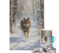 Rompecabezas de 1000 Piezas para Adolescentes Lobo Invernal acercándose Juego práctico Juguetes educativos Regalos de Amigo Invisible Vacaciones en casa para Pasar el Tiempo tamaño 38x26cm