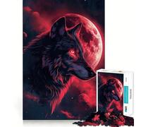 Rompecabezas de 1000 Piezas para Adolescentes Lobo,Luna,Nubes,Ojos Rojos Estimula la cognición Divertido Cierre Seguro Sin Piezas Sueltas Una Forma entretenida de Pasar el Tiempo Libre (38x52cm)