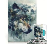 Rompecabezas de 1000 Piezas para Adolescentes Lobo místico en la Naturaleza Juguetes para armar Mejora la Memoria con Piezas de Formas aleatorias Que encajan Perfectamente 50x75cm