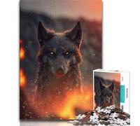 Rompecabezas de 1000 Piezas para Adolescentes, Lobo Negro en Llamas, para Adultos y Adolescentes, fomenta el Amor Entre Parejas, para Mayores de 14 años, 75x50cm