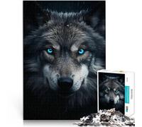Rompecabezas de 1000 Piezas para Adolescentes Lobo Negro Ojos Azules Juguetes de Juego desafiantes Mejorar el Amor Entre Parejas 38x52cm