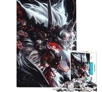 Rompecabezas de 1000 Piezas para Adolescentes Lobo ornamentado con Ojos Rojos Rompecabezas para Adultos Juego práctico desafío difícil de completar (Tamaño 38x52cm)