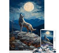 Rompecabezas de 1000 Piezas para Adolescentes Lobo Solitario Aullando Juguetes antiestrés Grandes Regalos y Juguetes Juego Familiar interacción Entre Padres e Hijos tamaño 38x26cm