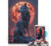 Rompecabezas de 1000 Piezas para Adolescentes Lobo Solitario y Luna de Sangre Juego Educativo Actividades Divertidas para Hacer en casa fortalece el Amor Entre Parejas 38x26cm