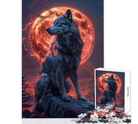 Rompecabezas de 1000 Piezas para Adolescentes Lobo Solitario y Luna de Sangre Juguetes antiestrés Regalos de Amigo Secreto Juego Imposible Ayuda a ejercitar el Cerebro tamaño 38x52cm